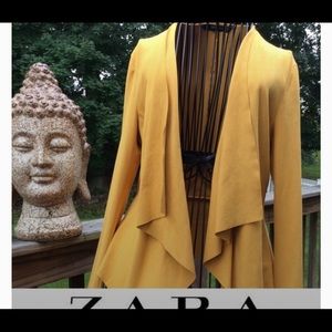 Zara Ultrasuede Mustard Waterfall Jacket